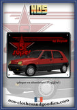 Plaque métal décorative Renault super 5 étoile ( bleu et rouge)