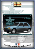 Plaque métal décorative Renault super 5 étoile ( bleu et rouge)