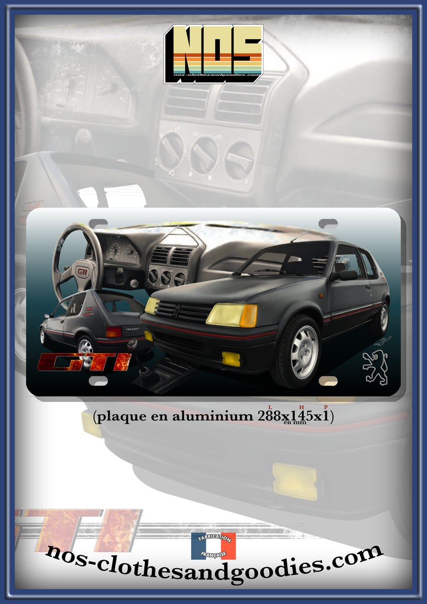 Plaque Métal Vintage Peugeot 309 GTI - Fabrication Française - Bleue