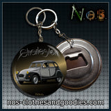 Badge/magnet/bottle opener key ring Citroën 2CV charleston gray chevron 
