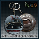 Badge / Magnet / bottle opener key ring Fiat topolino 500A black