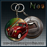 Badge / Magnet / bottle opener key ring Fiat topolino 500A red
