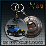 badge/magnet/porte clé décapsuleur Ford T Touring bleue