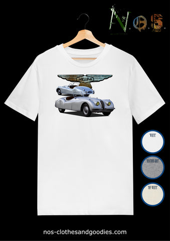 tee shirt unisex jaguar XK 120 roadster gris av/ar 1951