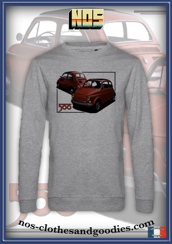 classic Fiat 500 coral sweatshirt front/rear