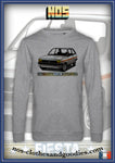 classic white Ford Fiesta sweatshirt 1980