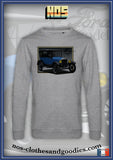 classic blue Ford T touring sweatshirt