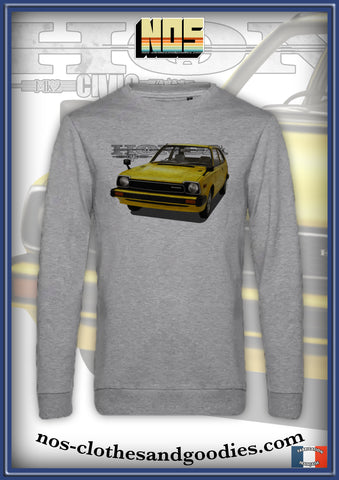 sweat classique Honda civic MK2 1300 jaune