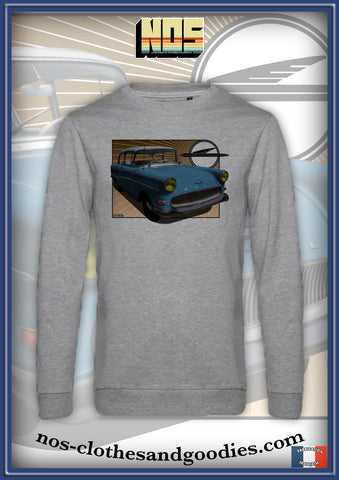 classic unisex sweatshirt Opel olympia Rekord P1 blue 1957