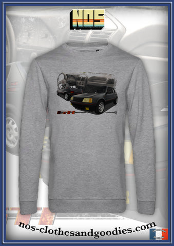sweat classique Peugeot 205 GTI noire "full view"