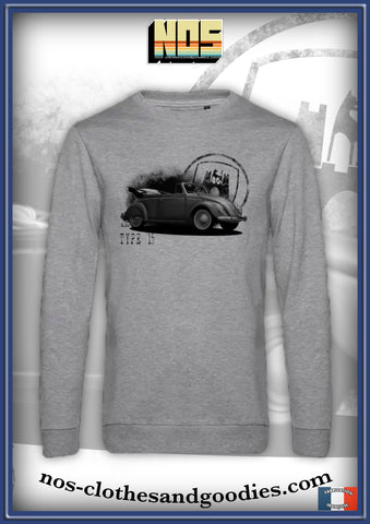 classic unisex sweatshirt VW beetle cabriolet type 15 black and white