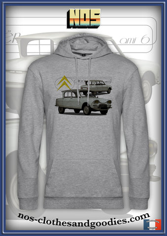 sweat capuche unisex Citroën Ami 6 blanche 1963
