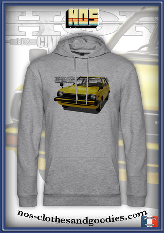 sweat capuche unisex HONDA civic MK2 1300 jaune