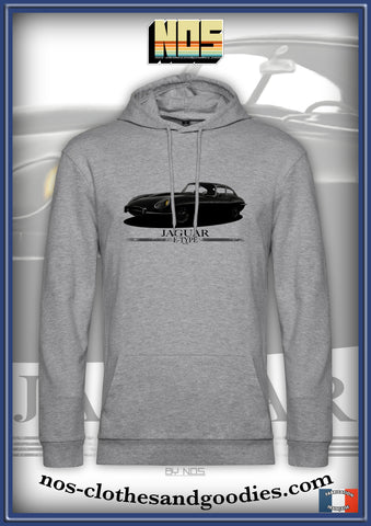 sweat capuche unisex Jaguar type E 1961 B/W