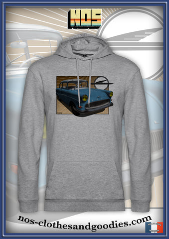 Sweat capuche unisex Opel olympia rekord P1 bleue 1957