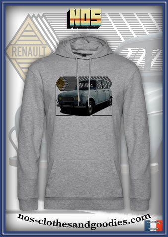 sweat capuche unisex Renault 4L bleu clair 1966