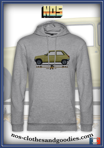 sweat capuche unisex Renault R5 jaune profil