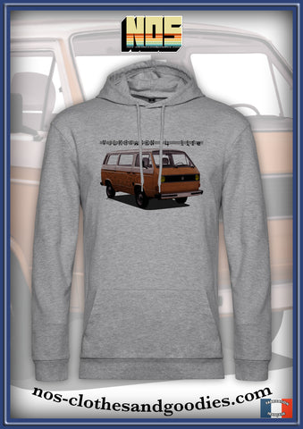 Sweat capuche unisex VW combi T3 orange mandala