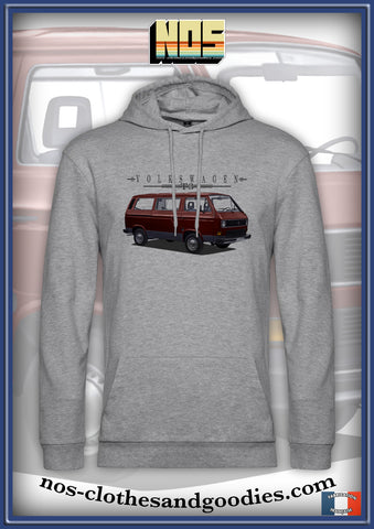 Sweat capuche unisex VW combi T3 rouge