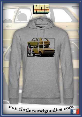Sweat capuche unisex VW Golf jaune av/ar