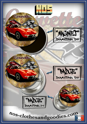 Badge /magnet/ porte clé décapsuleur Chevrolet corvette C3