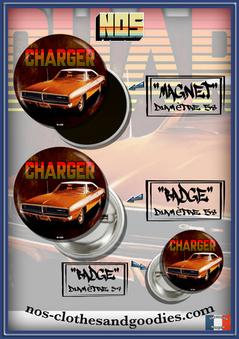 Badge / magnet / porte clé décapsuleur dodge charger 1969