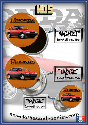 Badge / magnet / porte clé décapsuleur HONDA CRX MK1 rouge