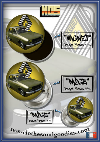 Badge /Magnet / porte clé décapsuleur Renault 12 verte