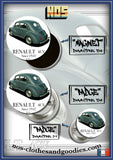 Badge /magnet/porte clé décapsuleur  Renault 4cv verte arrière