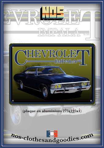 Plaque métal décorative Chevrolet impala noire 1967