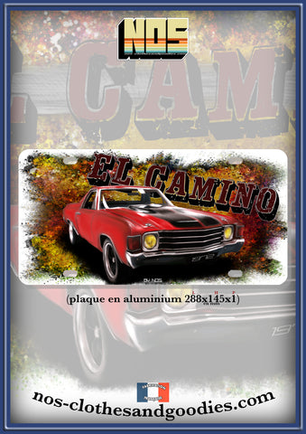 plaque métal type  immatriculation us chevrolet el camino 1972