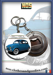 Badge / Magnet / porte clé décapsuleur Fiat 500 bleue
