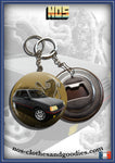 Badge / magnet/porte clé décapsuleur Peugeot 205 1.9 GTI noire "avant"