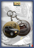 Badge / magnet/porte clé décapsuleur Peugeot 205 1.9 GTI noire "avant"