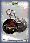 Badge / magnet/porte clé décapsuleur Peugeot 205 GTI noire av/ar