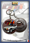 badge / magnet /porte clé décapsuleur Peugeot 205 GTI blanche
