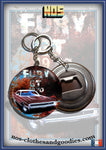 Badge / magnet/ porte clé décapsuleur Plymouth Fury GT 1970