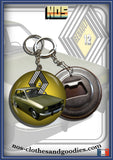Badge /Magnet / porte clé décapsuleur Renault 12 verte
