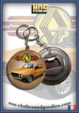 Badge /Magnet / porte clé décapsuleur Renault 12 moutarde