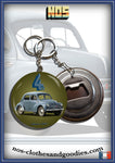 Badge /Magnet / porte clé décapsuleur Renault 4cv bleue verte