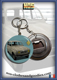 Badge / magnet / porte clé décapsuleur Renault 4L beige 1962