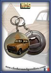 Badge / magnet / porte clé décapsuleur Renault 4L marron