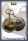 Badge / magnet / porte clé décapsuleur Renault 4L marron