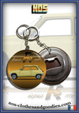 Badge / magnet / porte clé décapsuleur Renault R5 jaune profil