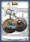Badge /Magnet / porte clé décapsuleur Renault 5 L bleu 1974
