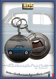 Badge/magnet/porte clé décapsuleur Renault Dauphine 1961 profil
