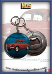 Badge/magnet/bottle opener key ring Renault Dauphine red 1961 