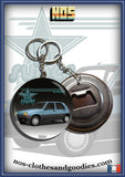 Badge /Magnet / porte clé décapsuleur Renault super 5 bleue