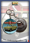 badge / magnet /porte clé décapsuleur Simca 1000 verte 1963