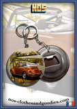 badge / magnet / porte clé décapsuleur VW 1303 cox cabriolet usa orange 1979